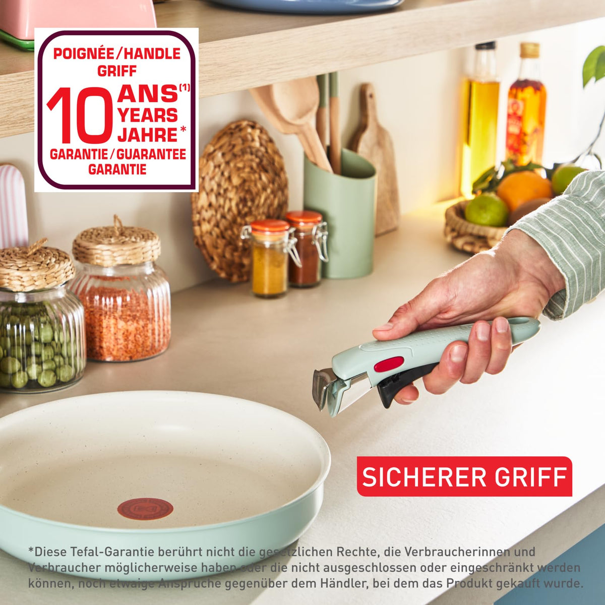 Set de vase de gătit Tefal Ingenio Serenity, 4 piese, cu înveliș antiaderent Mineralia, economisind spațiu, stivuibil, potrivit pentru toate tipurile de plite, lavabil în mașina de spălat vase, Eucalyptus, L8284S04 - L829SB04