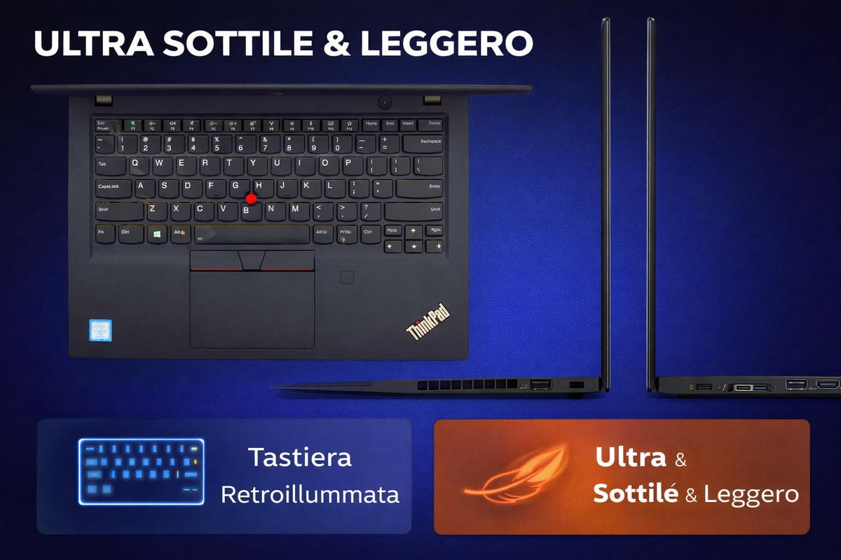 Lenovo ThinkPad T490s Laptop | 14 inches | 1920 x 1080 | Intel Core i7-8665U | 16 GB DDR4 RAM | 512 GB NVMe | DE-QWERTZ | Windows 11 Pro | 1 Year Warranty | (Refurbished)
