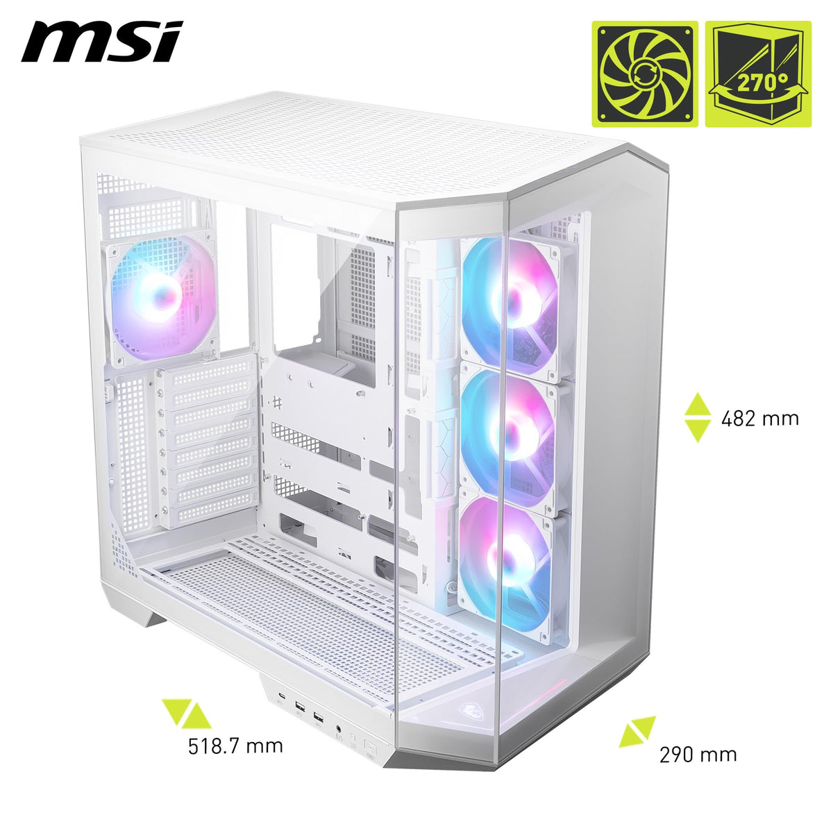 MSI MAG PANO 100R PZ White - ATX PC Case - 306-7G26W22-HH9