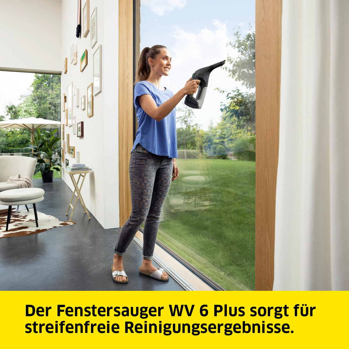 KÄRCHER Battery Window Vacuum WV 6 Plus Multi Black Edition, extra long battery life of 100 min, spray bottle with microfiber cover, 3 colored replacement squeegee blades, 20 ml window cleaner concentrate. - 1.633-514.0