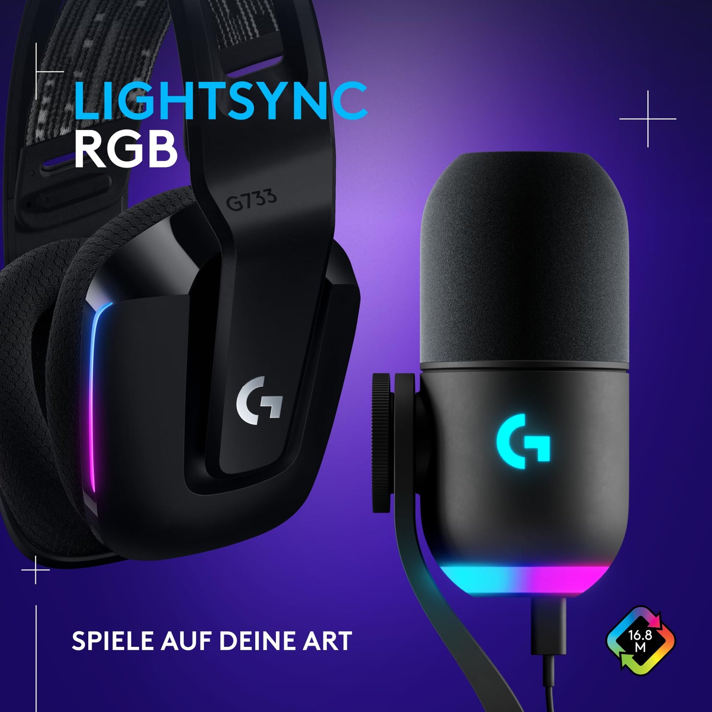 Logitech G G733 Lightspeed Wireless Gaming Headset & Yeti GX Dynamic RGB Microphone Kit with Lightweight Wireless & Streaming, G HUB Control, Plug and Play via USB, PC/Mac
