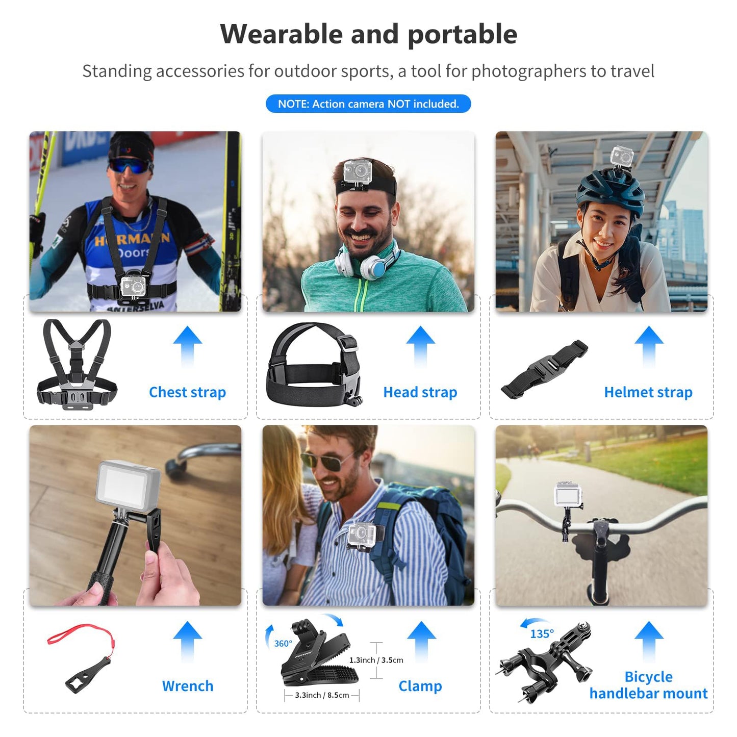 NEEWER 50 in 1 Action Camera Accessory Set Compatible with GoPro Hero 12 11 10 9 DJI OSMO 4 3 2 Insta360 X3 X2 GO 3 SJCAM DBPOWER AKASO VicTsing APEMAN WiMiUS QUMOX Lightdow Campark Sony Sports DV etc - 10085441