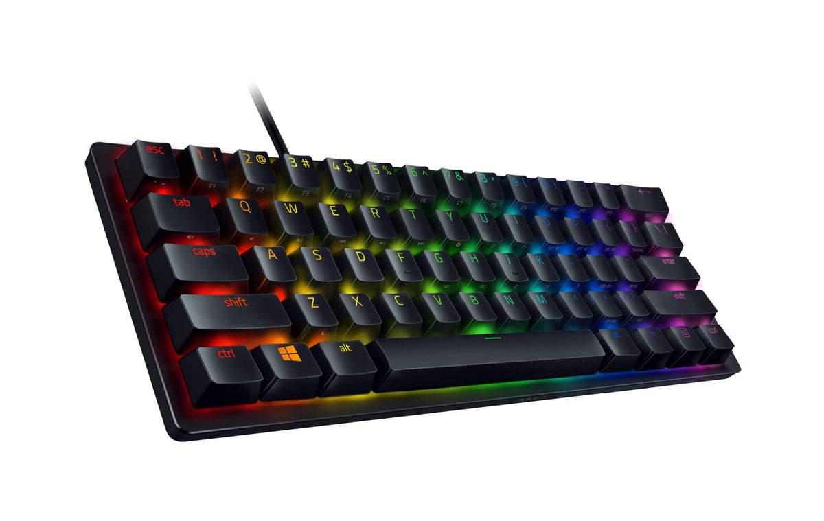 Razer Huntsman Mini (Red Switch) - Compact 60% Gaming Keyboard (Linear Optical Mechanical Switches, Doubleshot PBT Keycaps, Detachable USB-C Cable) QWERTZ DE-Layout | Black - RZ03-03391900-R3G1