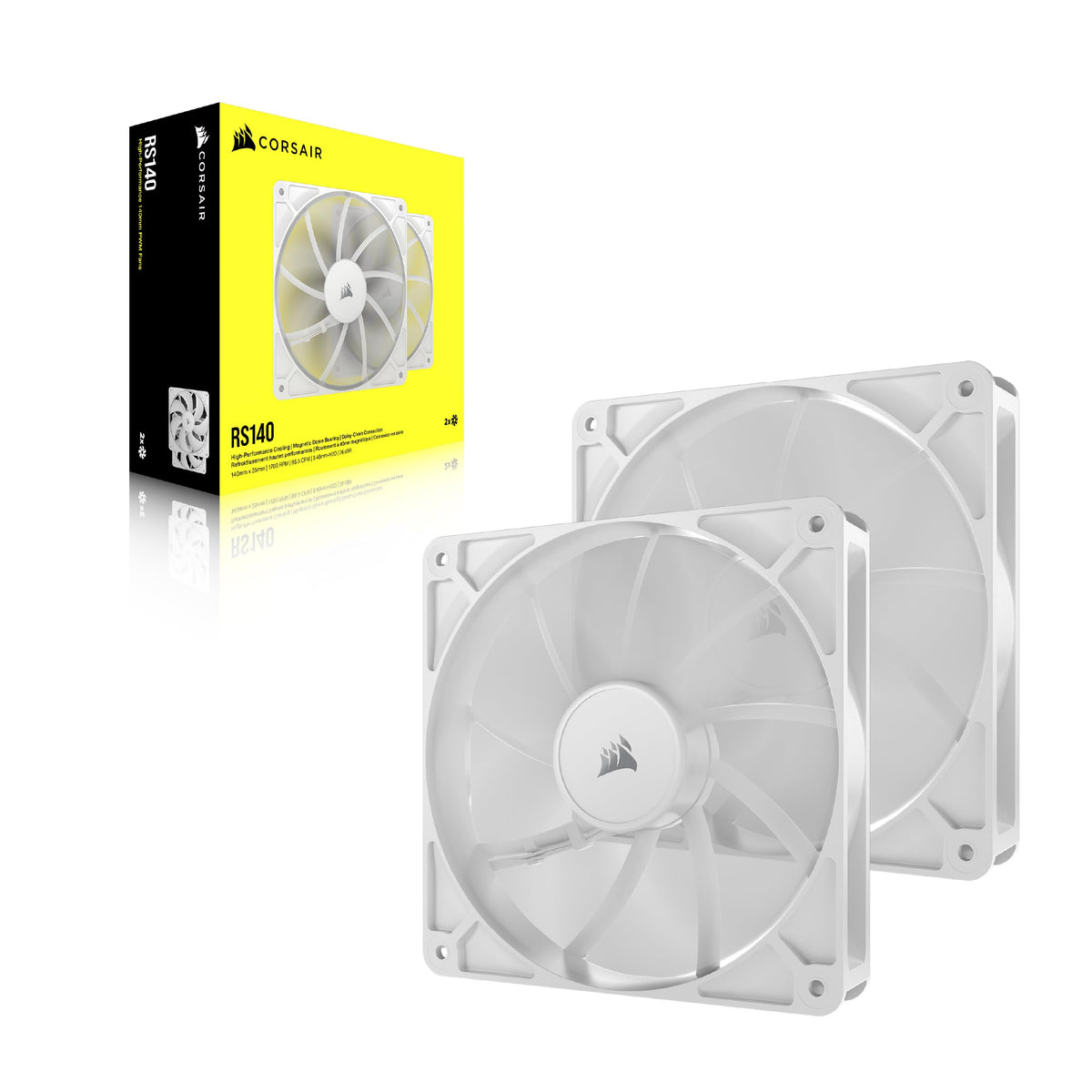 CORSAIR RS140 ventilator PWM de 140mm – pachet dublu, alb - CO-9050195-WW