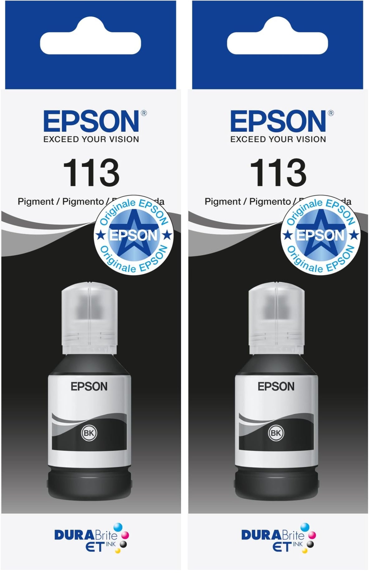 Epson EcoTank 113 Original Ink Bottle, Black, Pigment Ink (Pack of 2) - EPST06B140