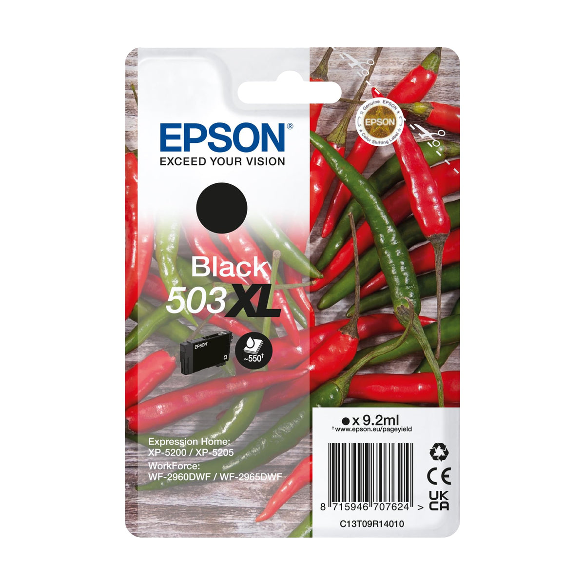 Cartuș de cerneală neagră original Epson 503XL Chillies - C13T09R14010
