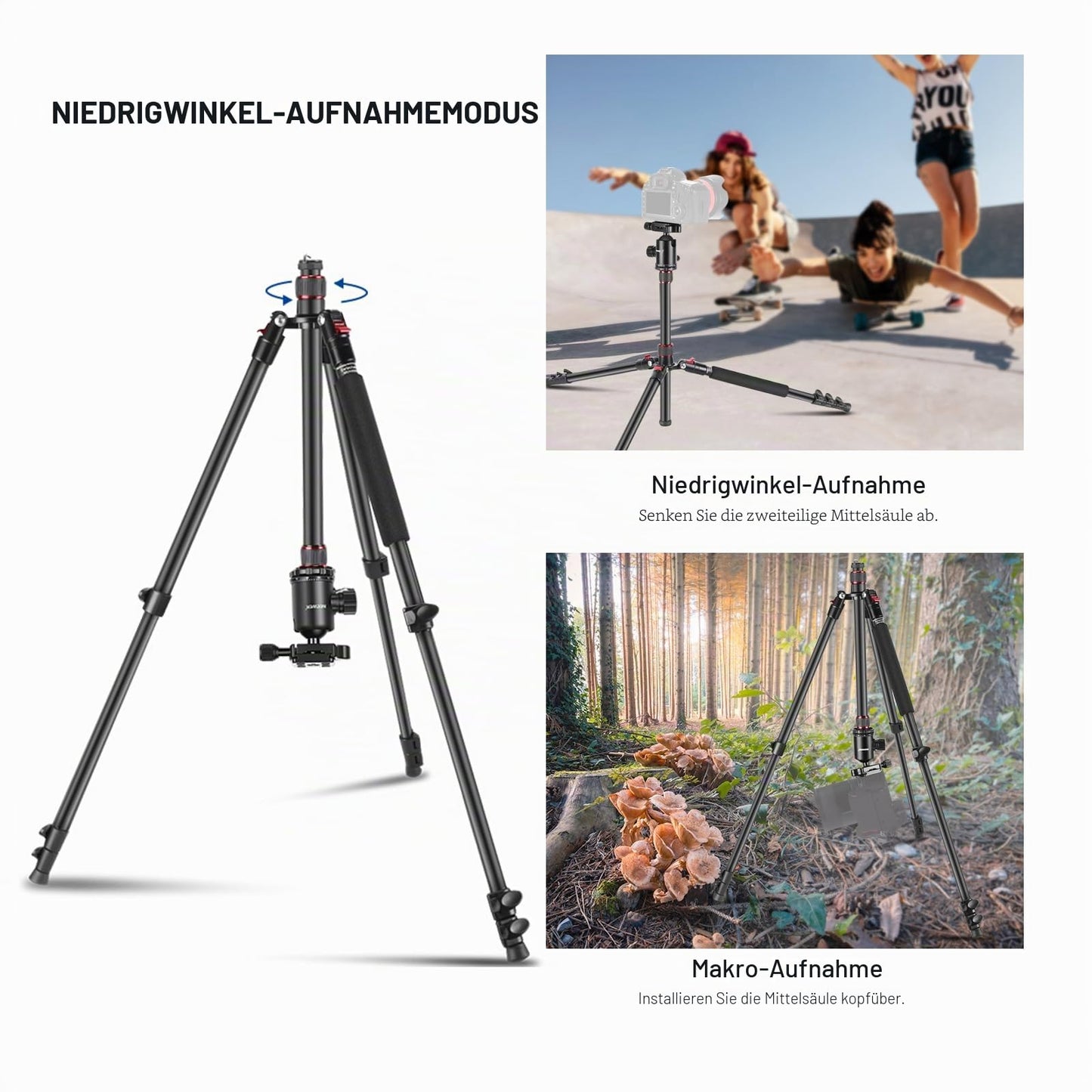 NEEWER 195.6cm Camera Tripod Monopod with Cell Phone Holder, Portable Travel Tripod with Remote Control 360° Ball Head 2 Axis Center Column, Arca QR Plate, Bag, Aluminum DSLR Tripod, Max 15.4kg, TP77 - 10104153
