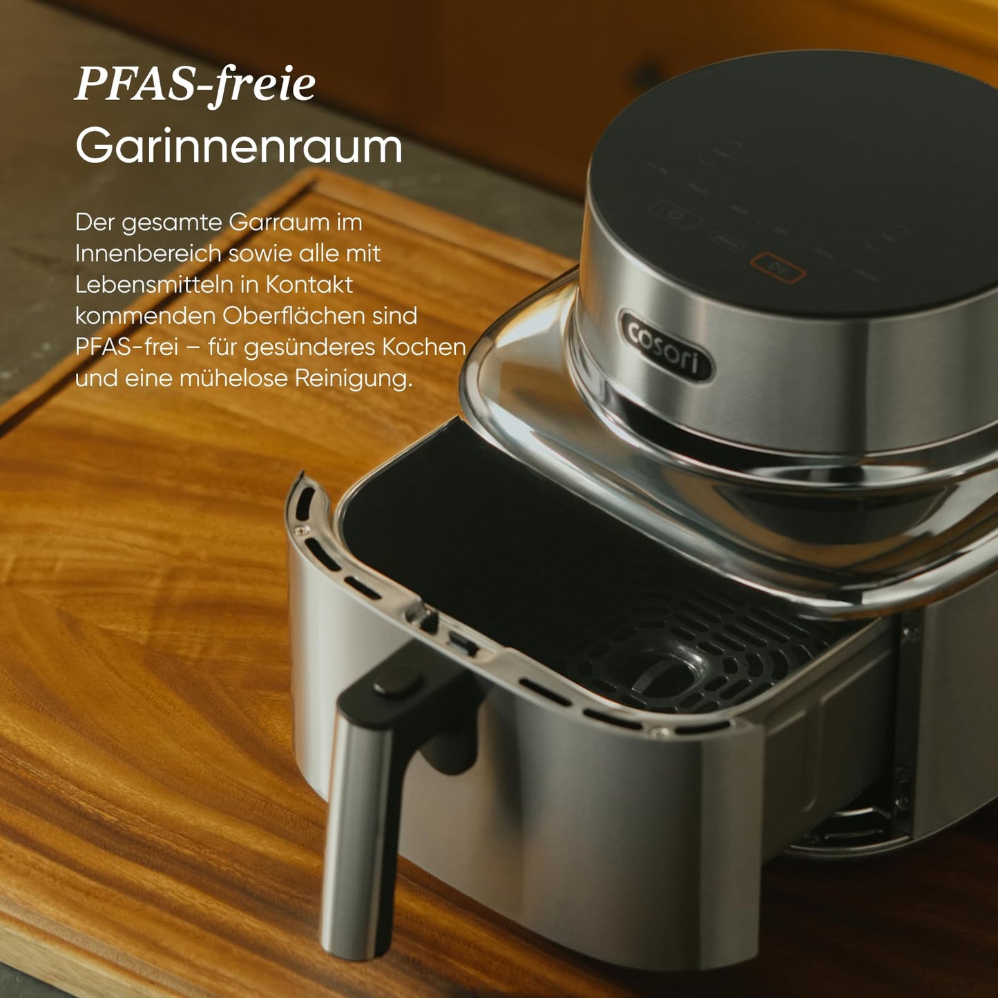 COSORI Airfryer | Iconic Single | 96% metal | Ceramic coating without PFAS and BPA | 7-in-1 6.2L hot air fryer | 61% energy saving | 50+ recipes | dishwasher safe | silver | SE601S - CAF-SE601S-CEU