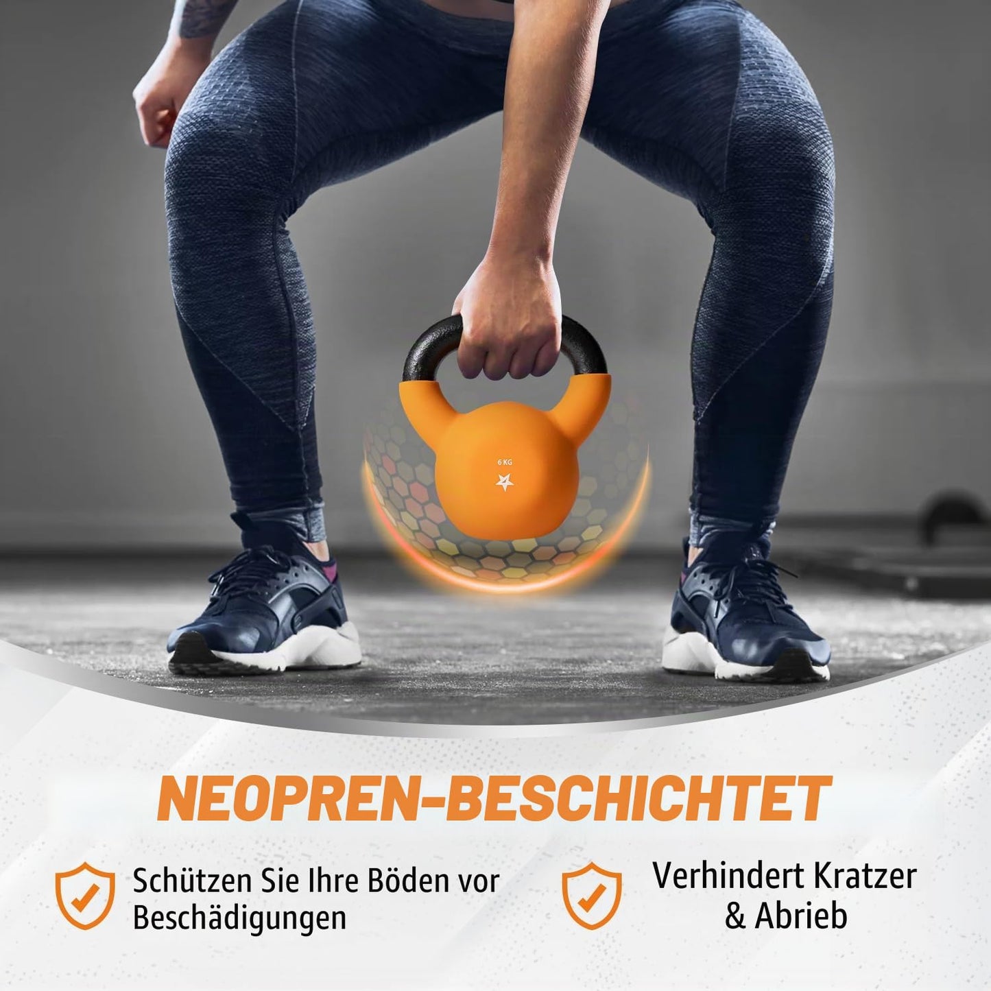Yes4All HCR1 Neoprene Coated Kettlebell, Strength Training Kettlebells - 6KG Orange