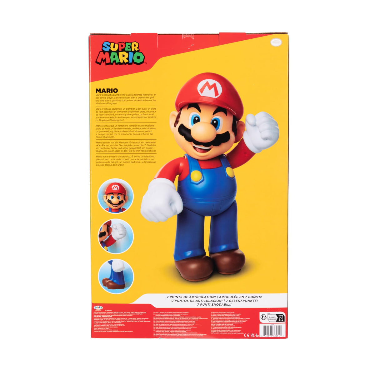 Figură Nintendo Super Mario cu o înălțime de 50 cm, mobilă în multe poziții diferite, având 11 puncte de articulație. Perfectă pentru fanii și colecționarii Super Mario, potrivită pentru copii de la 3 ani. - 78254