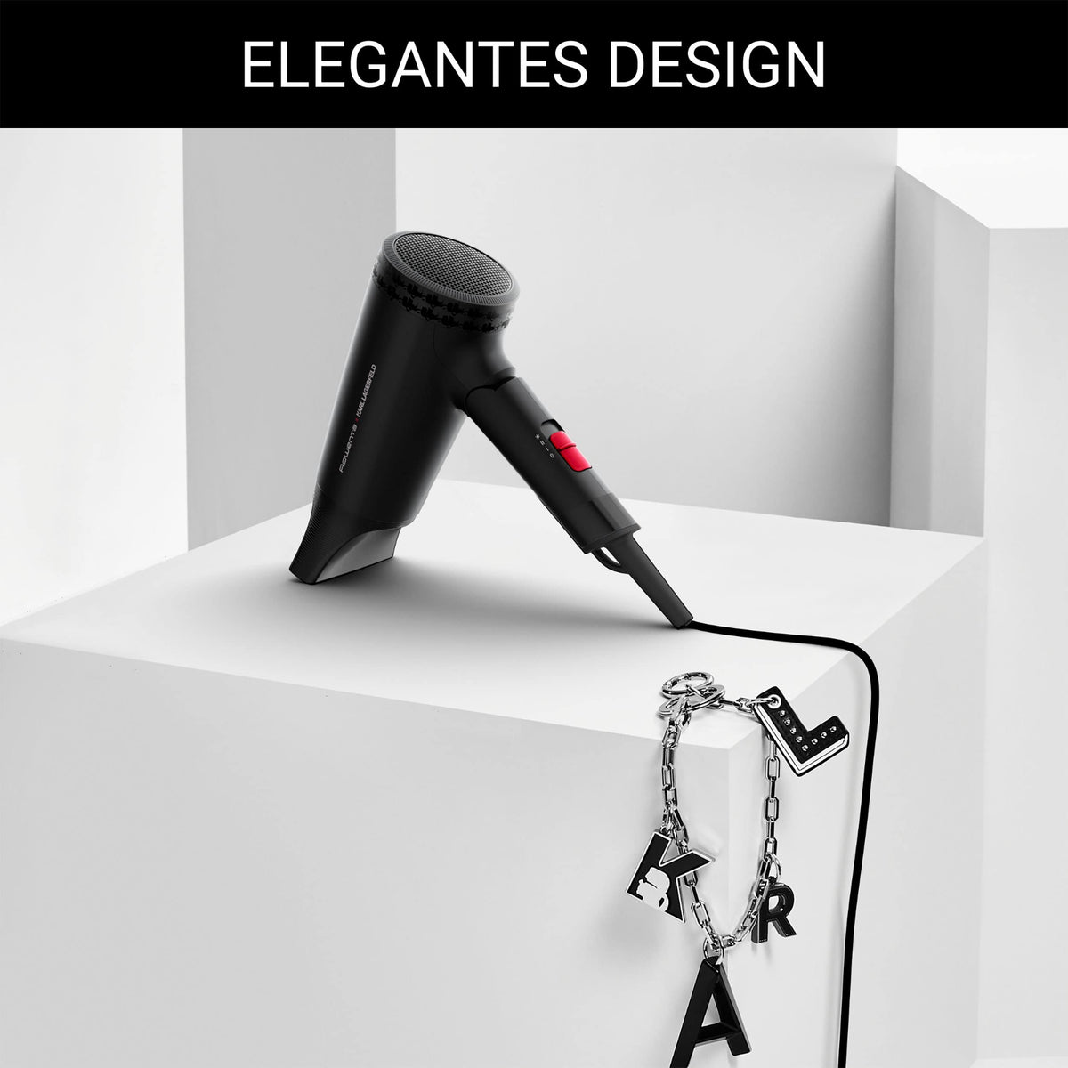 Rowenta x Karl Lagerfeld CV184L Express Style Hair Dryer | compact and powerful | foldable design | travel-friendly | ultra-lightweight | shine booster | individual settings | Black - CV184LF0