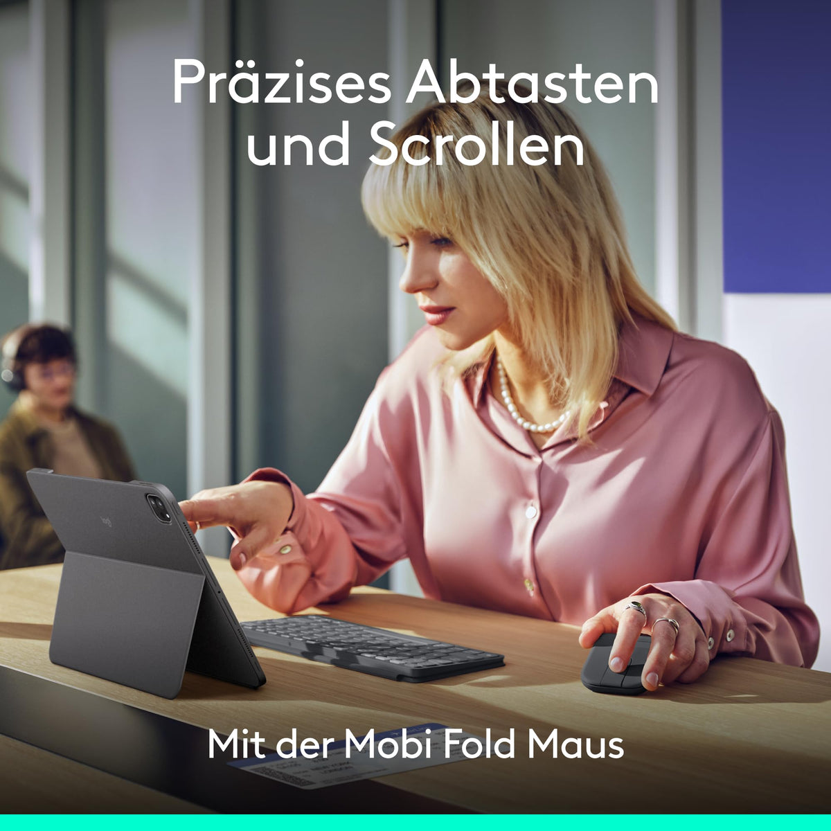 Logitech Keys-to-Go 2 și Mobi Fold, tastatură subțire cu husă și mouse pliabil, ușor, mobil, Bluetooth, pentru Windows-PC, Mac, Android, Chromebook, iPad, DEU QWERTZ - Grafit - 910-007631