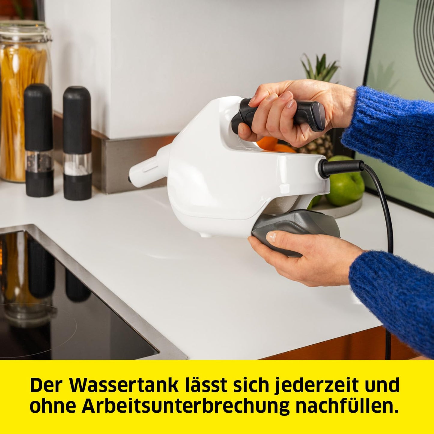 Kärcher steam cleaner SC 1 Multi, heating time: 30 s, heating output: 1,300 W, area output: 30m², tank: 200 ml, for comfortable and pore-deep cleaning, white - 1.516-404.0
