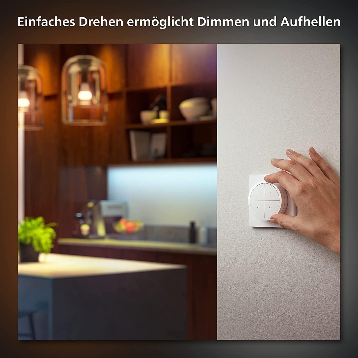 Philips Hue Tap Dial switch for Hue lighting systems, smart dimmer for controlling lights, wireless light switch without installation, white - 929003500101