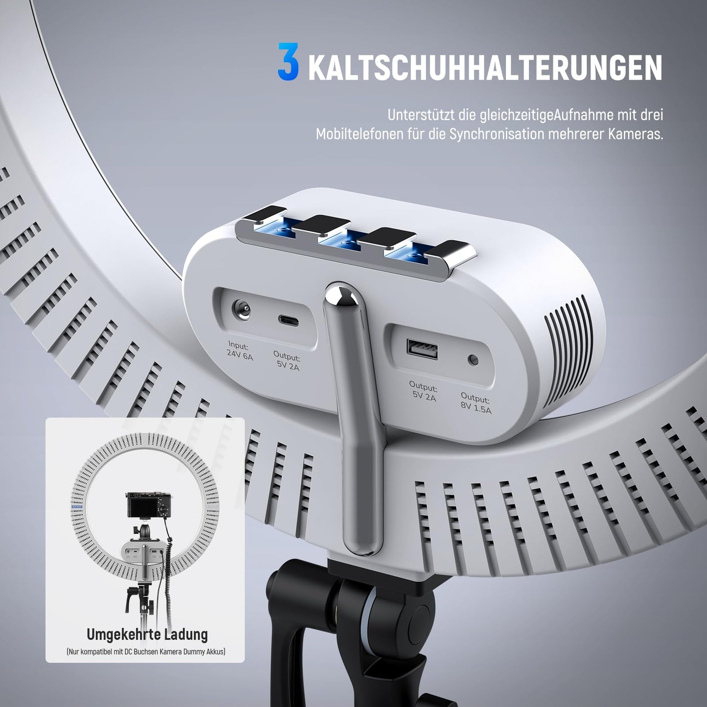 NEEWER 19" 100W High Power LED Ring Light with Tripod Stand & 3 Phone Holders Compatible with iPhone, 2900-7000K CRI97+ App & 2.4G Control Lighting for Selfie Video Makeup Streaming, RH100B - 10106380