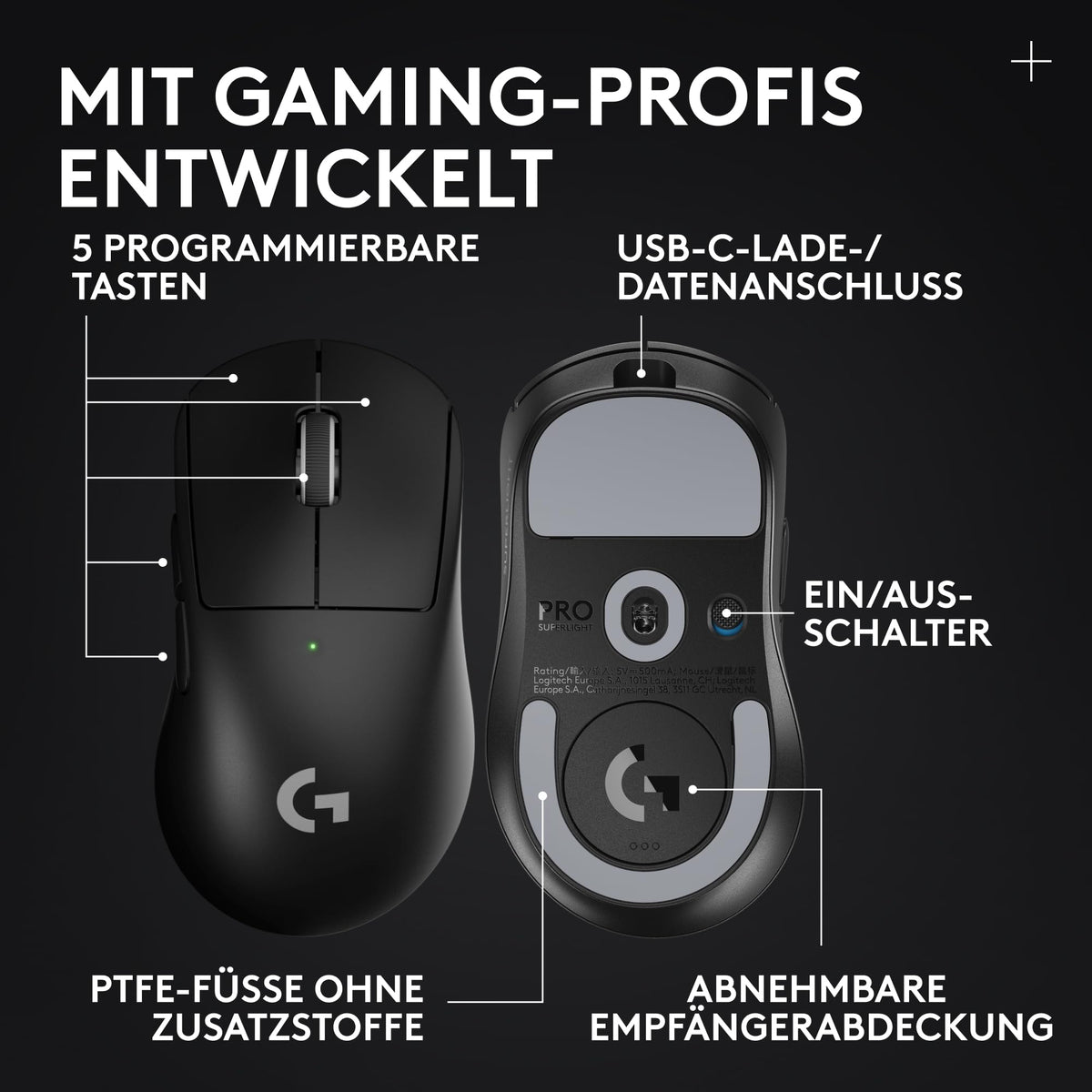 Logitech G PRO X Superlight 2 DEX SE Gaming-Maus - Negru - 910-007833