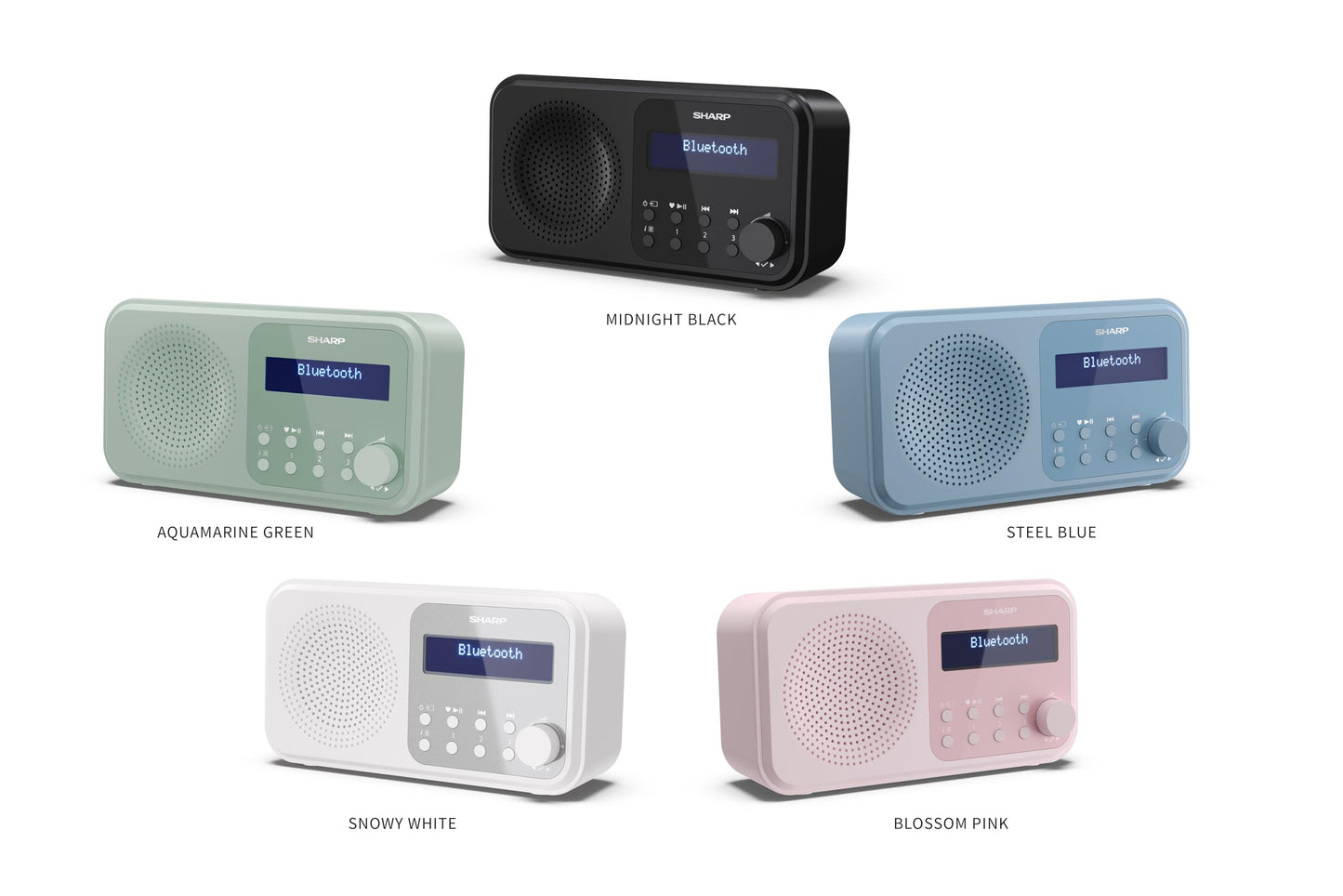 SHARP DR-P420(GN) Portable DAB+ radio with Bluetooth 5.0, DAB+/FM, USB or battery operation, dual alarm clock, 40 station presets, headphone jack - Tokyo digital radio Aquamarine Green