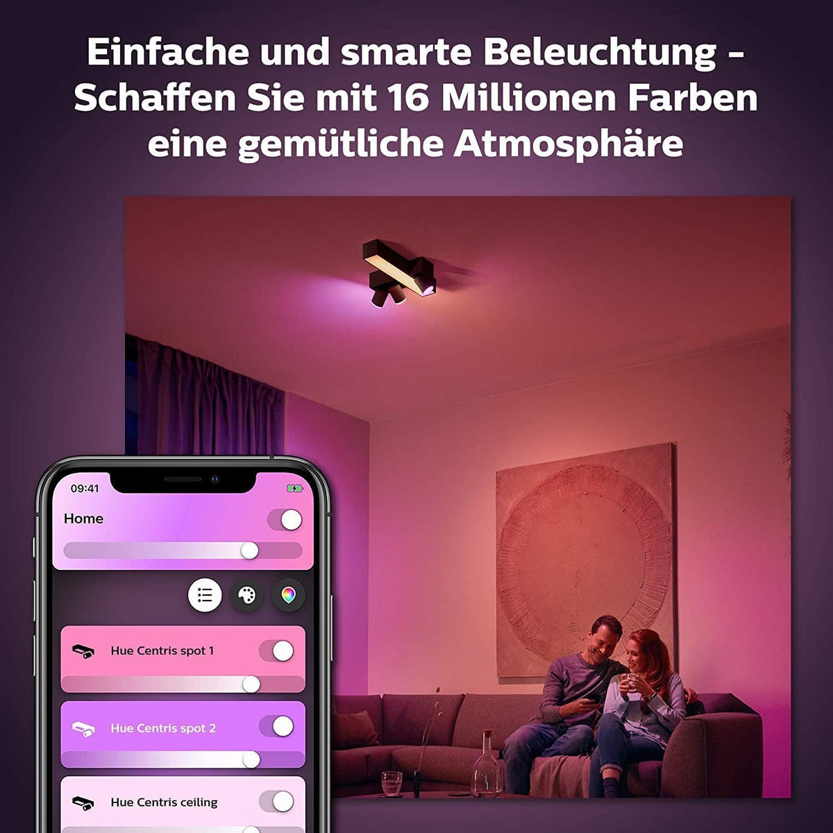 Philips Hue Centris 3 Spot Light, Iluminat interior, form încrucișată, Negru - 8720169318670