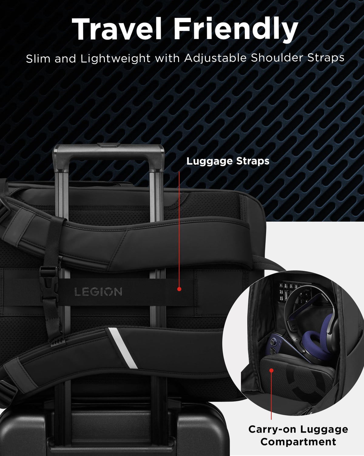 Lenovo Legion 17 Inch Gaming Backpack GB800 | Black Color - GX41U39299
