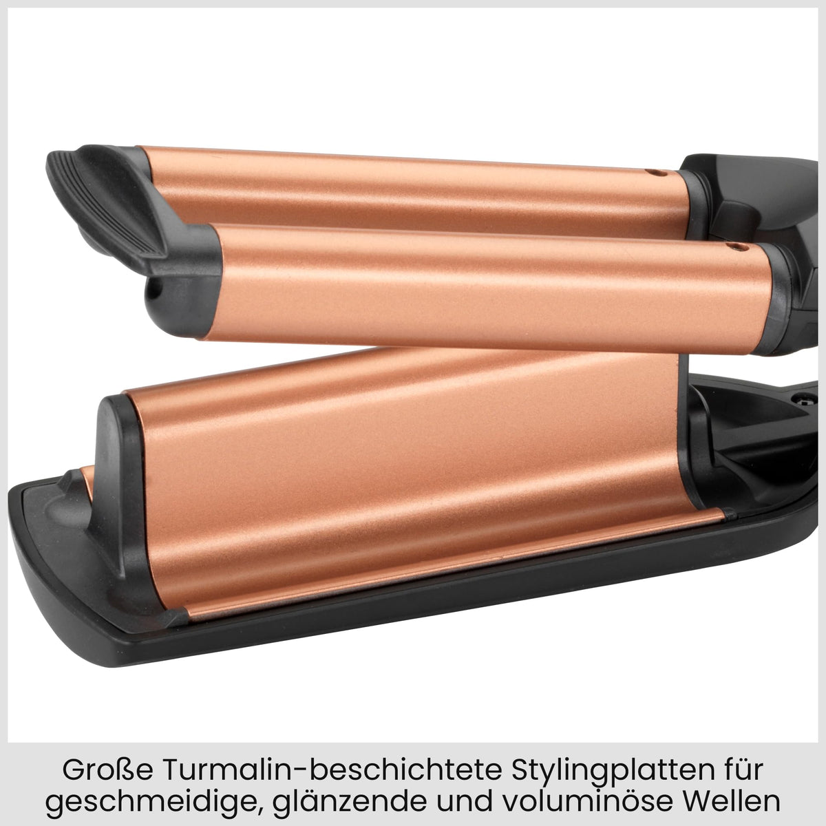 BaByliss Deep Waves Hair Waver – Ceramic coating, 3 temperature settings (160°C-200°C), frizz-free mermaid waves & beach waves, quick heat-up – Black & Gold, W2447E