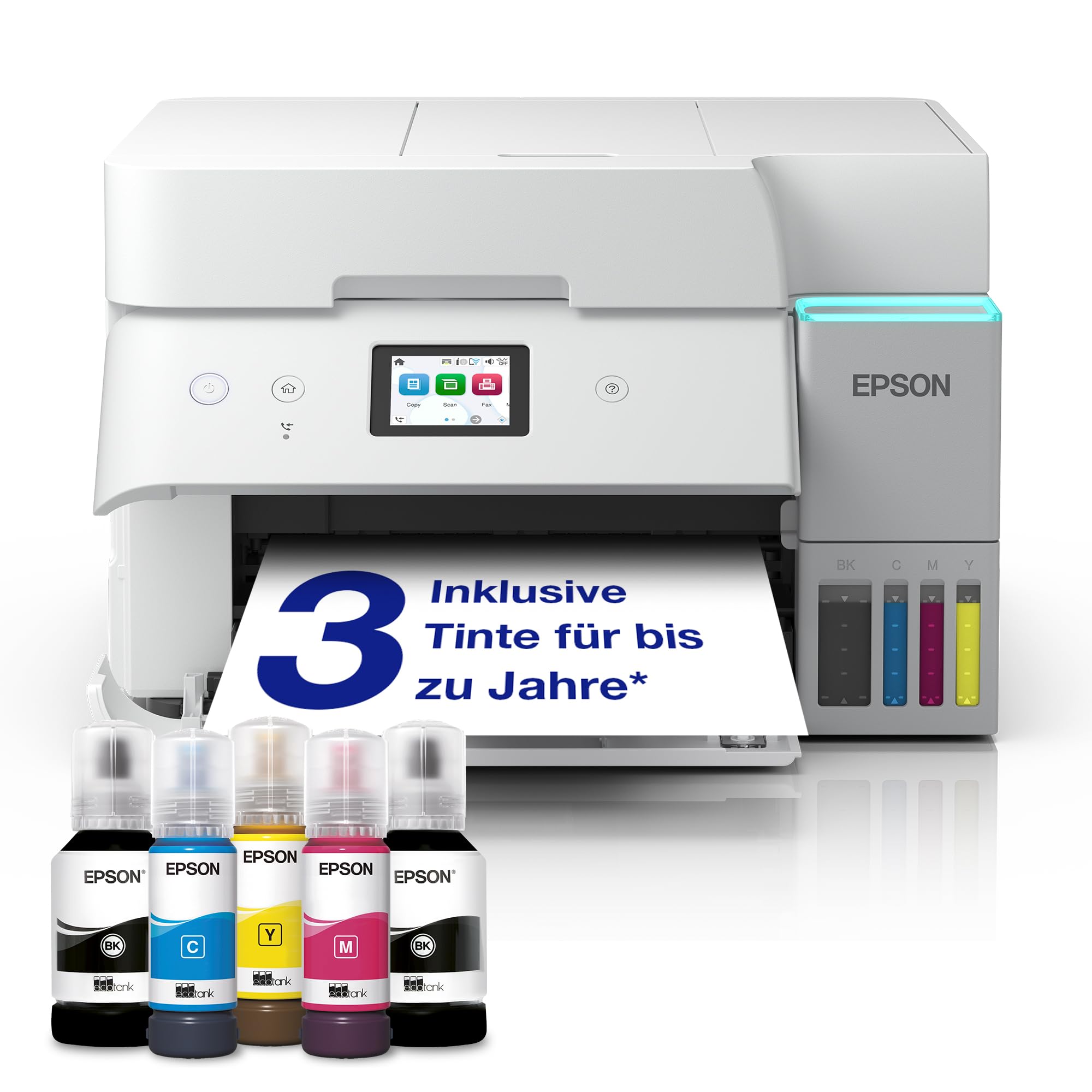 Epson EcoTank ET-4956 ink tank printer | for the home office | WiFi & Ethernet | A4 | (Duplex) printing, scanning, copying, faxing | 6.1 cm touchscreen | ADF | Includes ink for up to 3 years