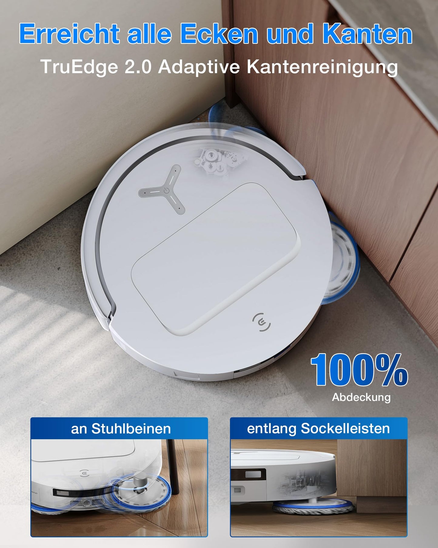 ECOVACS DEEBOT T50 Omni Gen3 robot vacuum cleaner with mopping function, 25,000 Pa, ZeroTangle 3.0, AIVI 3D 2.0, all-in-one omni station, cleaning the mop at 75 °C, ultra-flat 81 mm, matt white