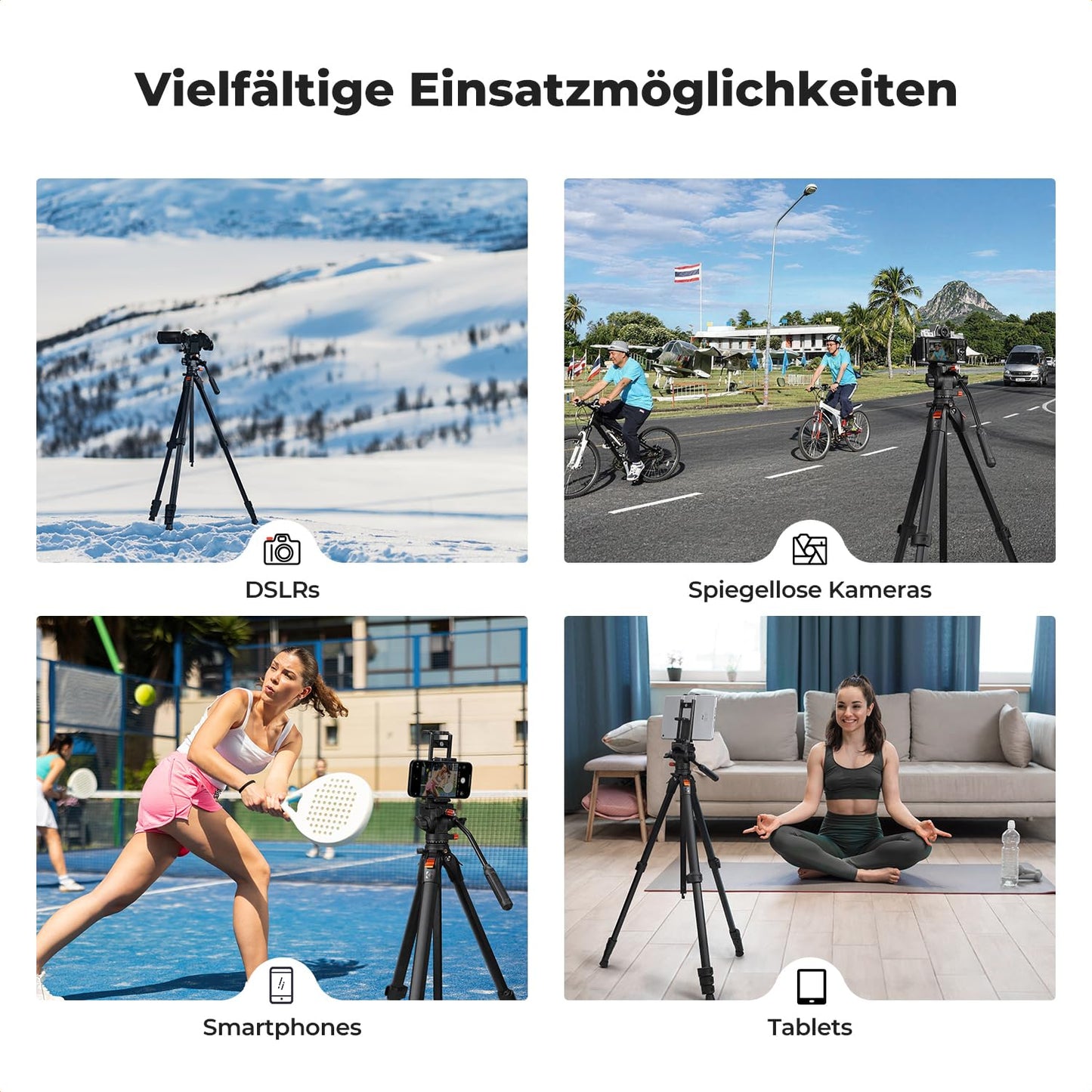 K&F CONCEPT tripod camera with fluid head, gentle pan/tilt for DSLR, mirrorless cameras and camcorders, 230cm aluminum tripod with 90 degree center column, for live streaming, vlogging and spotting scopes - KF09.172