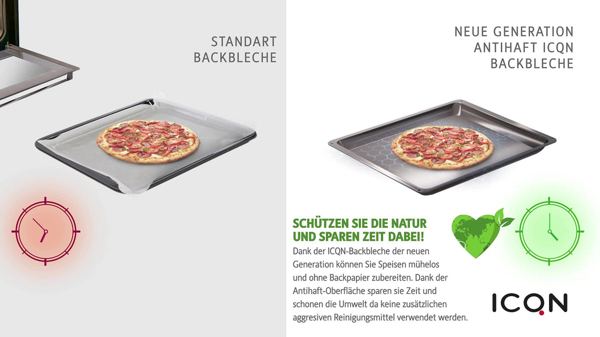 ICQN 445 x 375 x 25 mm non-stick coating baking tray | Suitable for Whirlpool Ignis Bauknecht | Oven drip pan | Scratch resistant | Non-stick | 44.5 x 37.5 x 2.5 cm, 445-non-stick-25 - 445-antihaft-25