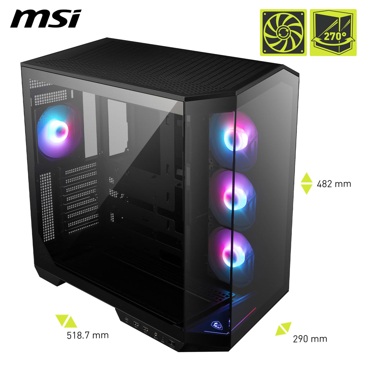 MSI MAG Pano 100R PZ - ATX PC Case - 306-7G26R21-HH9