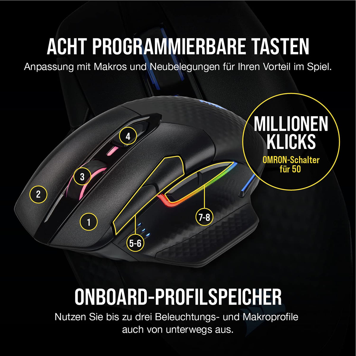 Corsair Dark CORE RGB PRO Wireless FPS/MOBA Gaming Mouse - Black - CH-9315411-EU