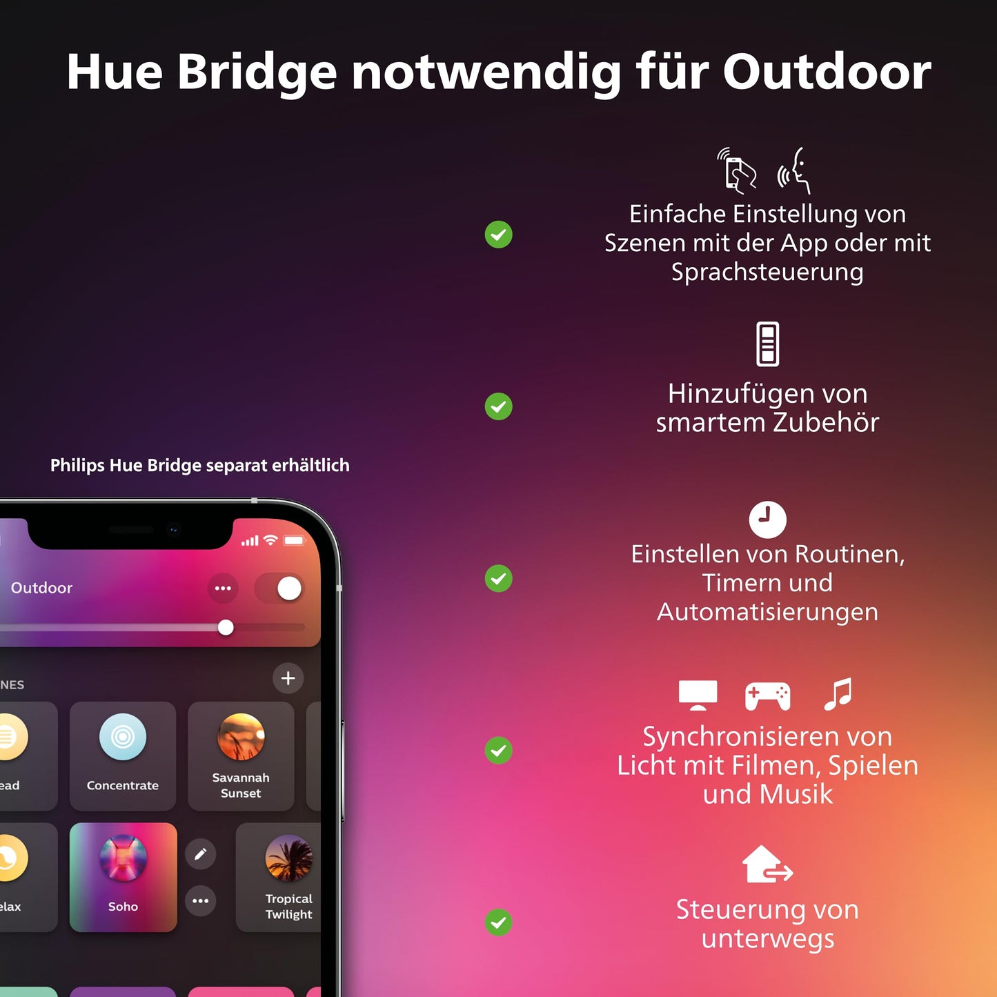 Philips Hue White and Color Ambiance Resonate outdoor wall light, dimmable, 16 million colors, controllable via app, compatible with Amazon Alexa (Echo, Echo Dot) - 929003553001