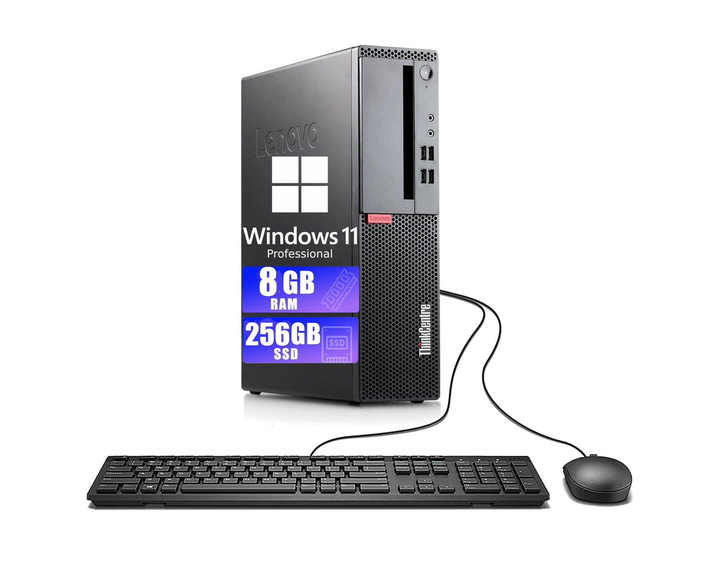 Lenovo ThinkCentre M710s SFF Desktop Computer PC, Intel Core i5-7400, 8 GB RAM, 256 GB SSD, WiFi, Bluetooth, US QWERTY Keyboard, Windows 11 Pro (Refurbished)