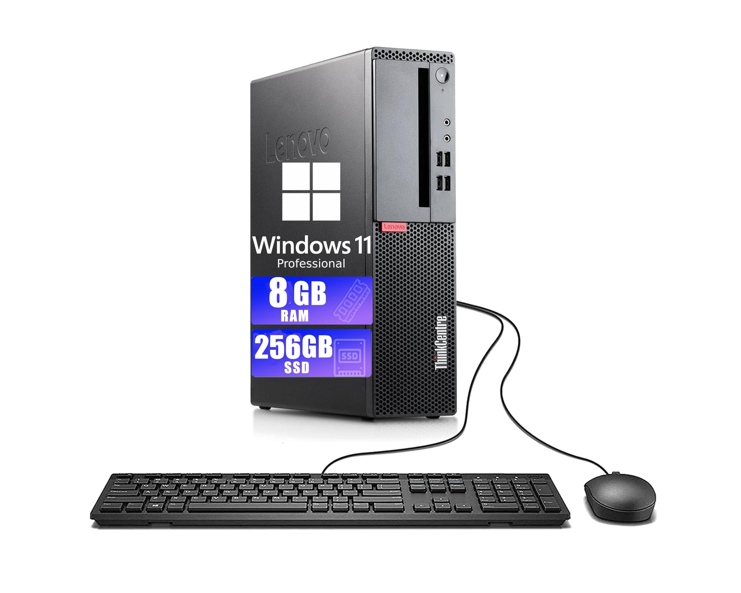Lenovo ThinkCentre M710s SFF Desktop Computer PC, Intel Core i5-7400, 8 GB RAM, 256 GB SSD, WiFi, Bluetooth, US QWERTY Keyboard, Windows 11 Pro (Refurbished)