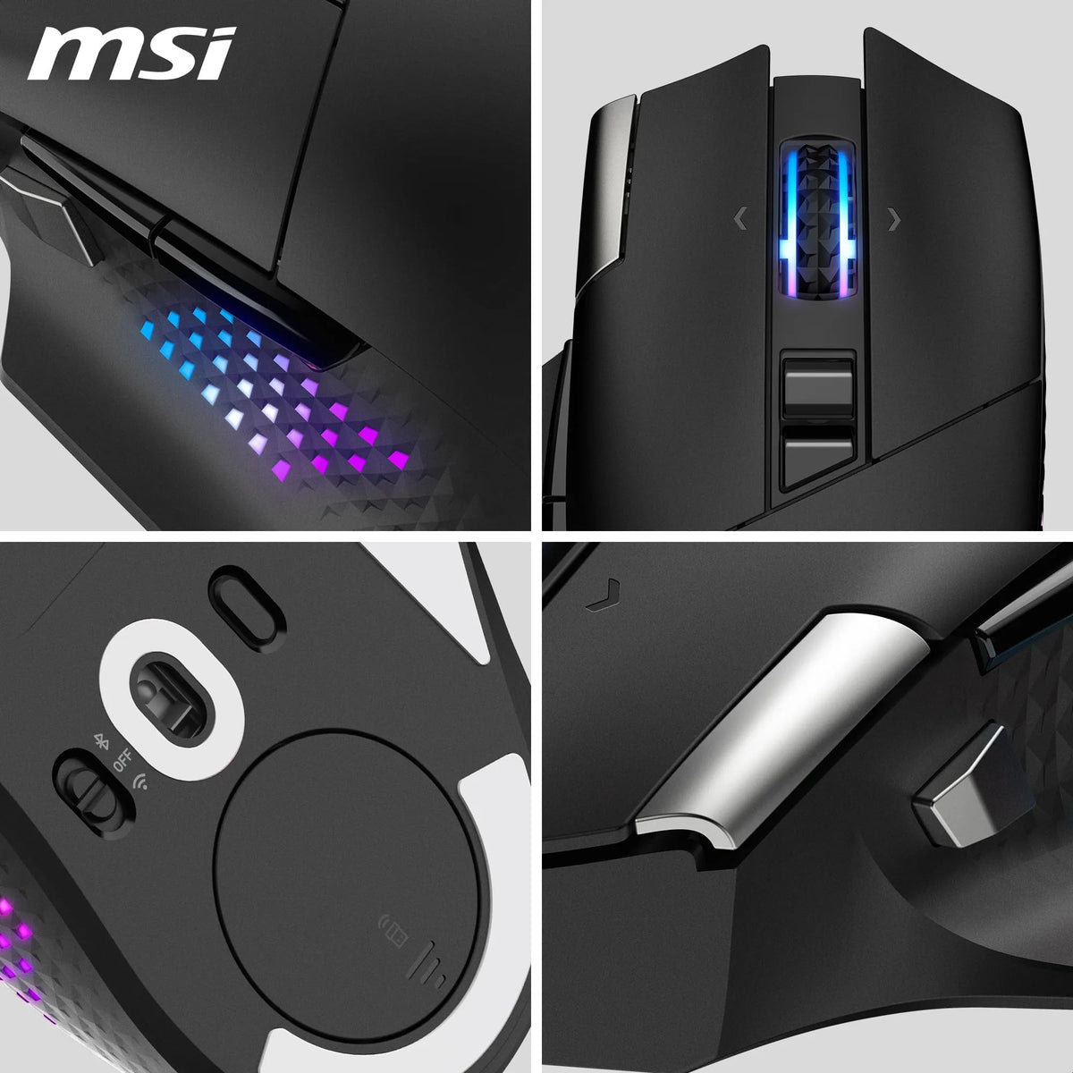 MSI Versa PRO Wireless + Mouse Dock PRO Gaming Mouse – Charging Station, 26000 DPI optical sensor, designed for right-handed users, 70 million clicks, 80 hours battery life, 97 g – wired/wireless - S12-4301370-CLA