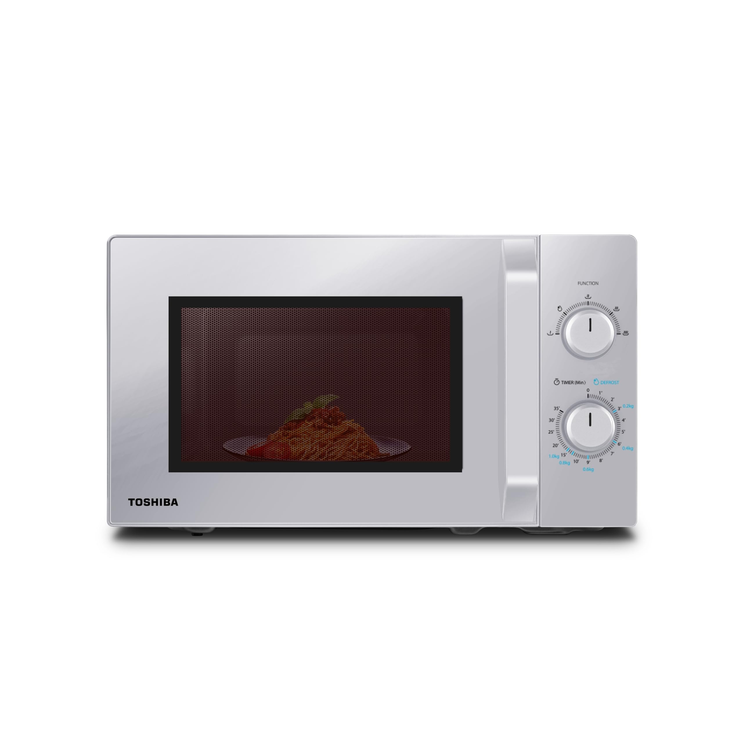 Cuptor cu microunde solo Toshiba 20L MW2-MM20PF(SL), cuptor cu microunde de sine stătător, 800W, 5 niveluri de putere cu funcție practică de dezghețare, iluminare LED în interior, argintiu