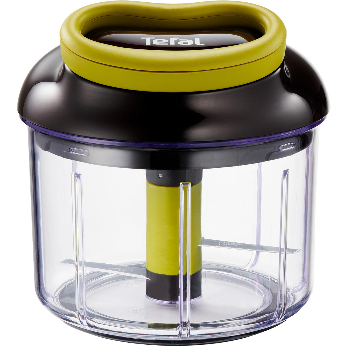 Tefal K13210 5-Second Chopper without electricity, 900ml; Universal chopper for vegetables, fruits, nuts, garlic, baby food. Includes additional ice crusher, puree, and mixing attachments, black/green.