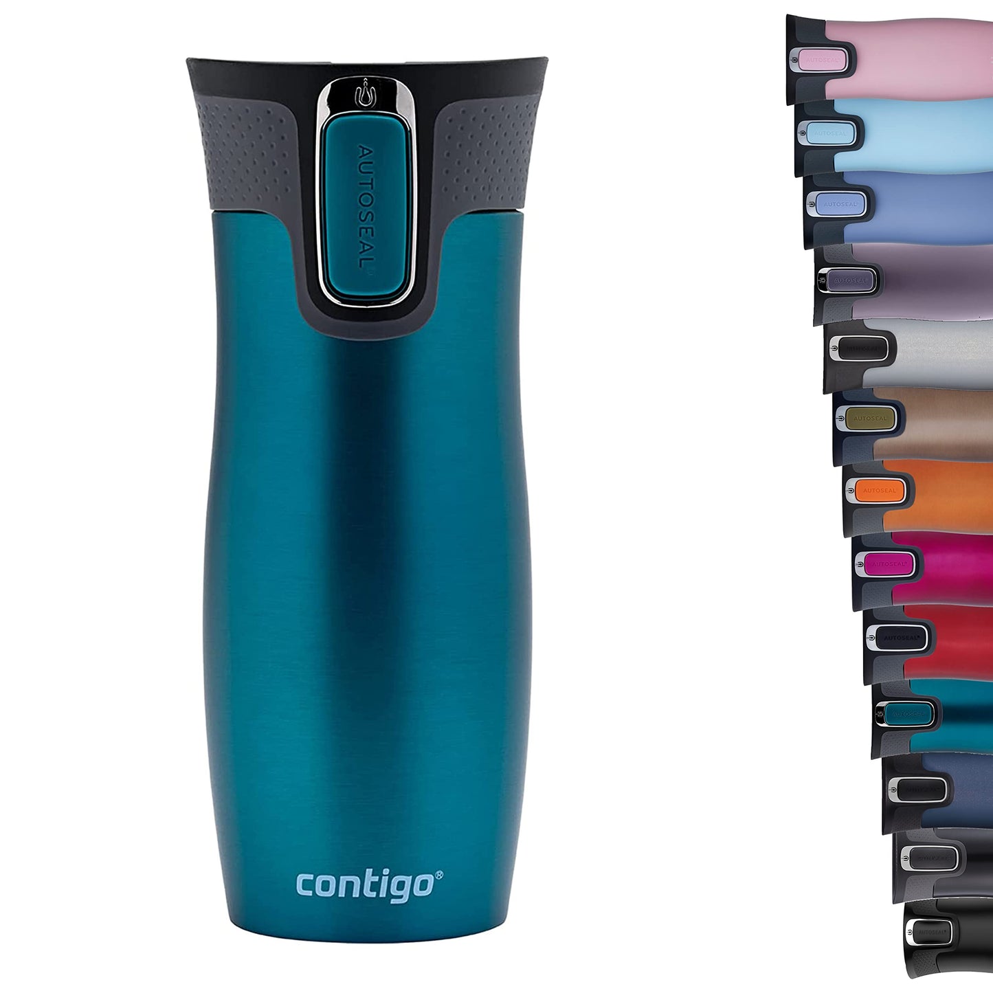 Contigo thermo mug West Loop Autoseal, stainless steel insulated mug, travel mug, coffee mug to go, leak-proof, 100% leak-proof, keeps hot for up to 5 hours/cold for 12 hours, 470 ml, BPA free, Bay - 2095846
