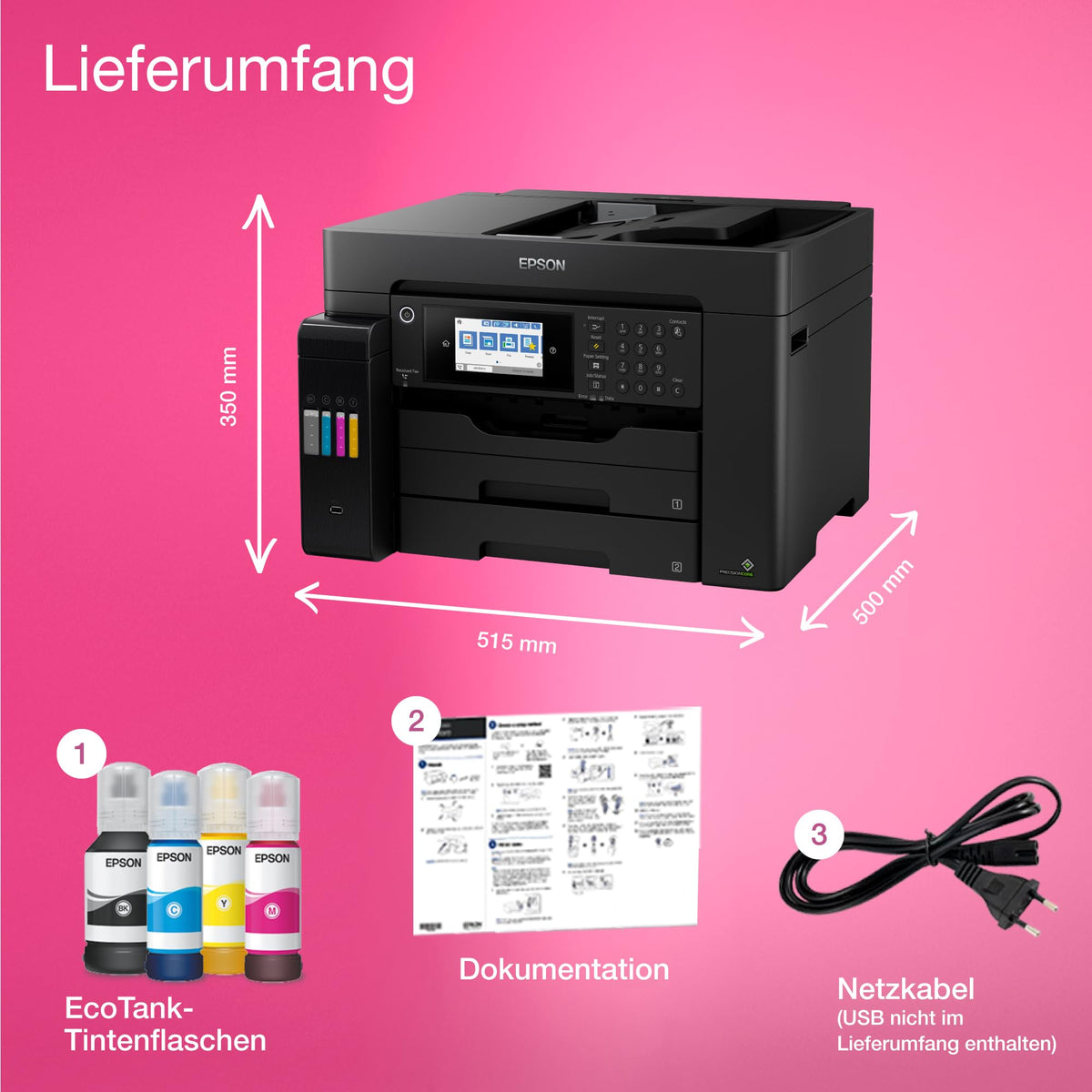 Imprimantă multifuncțională Wi-Fi cu rezervor de cerneală Epson EcoTank ET-16605 DIN-A3+ cu fax - C11CH72405