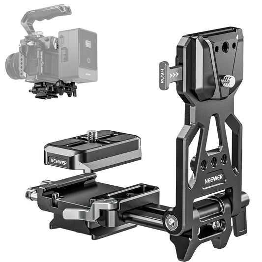 NEEWER Foldable V-Mount Battery Plate with Arca-Type Camera Base Plate for RS4 RS3 Gimbal & Tripod, Lightweight DSLR Camera Video Rig, Compatible with SmallRig V Lock Battery and Cage, PS015 - B0D6975NBR