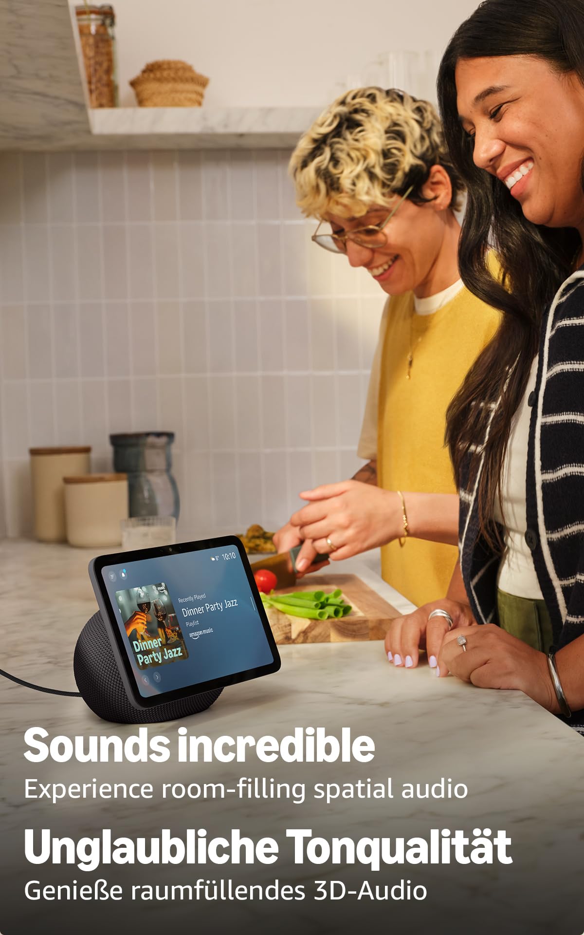 Amazon Echo Show 8 (latest generation), brilliant 8.7-inch (22.05 cm) display in HD resolution with 3D audio and Alexa, international version, graphite - MD6NE4