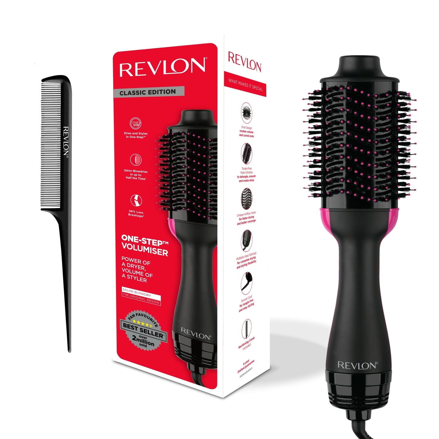 Revlon RVDR5222 Salon One-StepTM Hair Dryer and Volumizer with Parting Comb - RVDR5222EAMZ