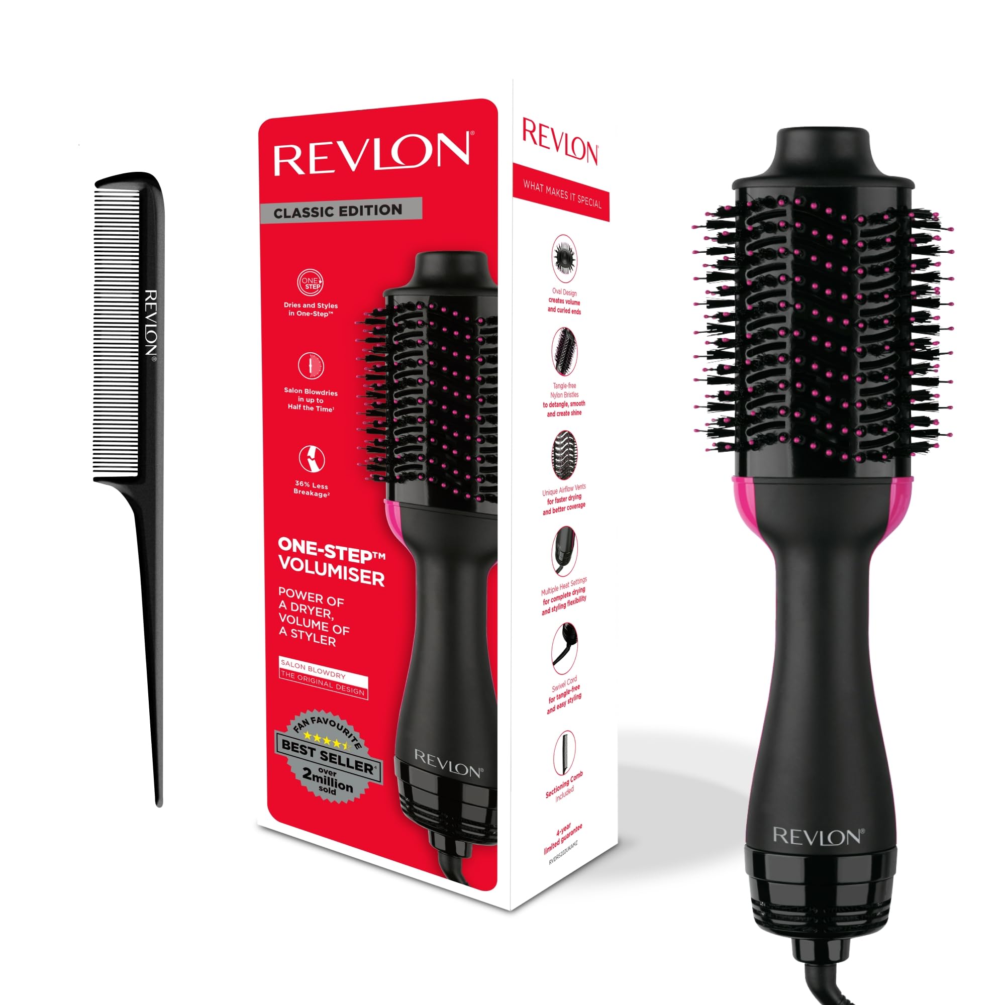 Revlon RVDR5222 Salon One-StepTM Hair Dryer and Volumizer with Parting Comb - RVDR5222EAMZ