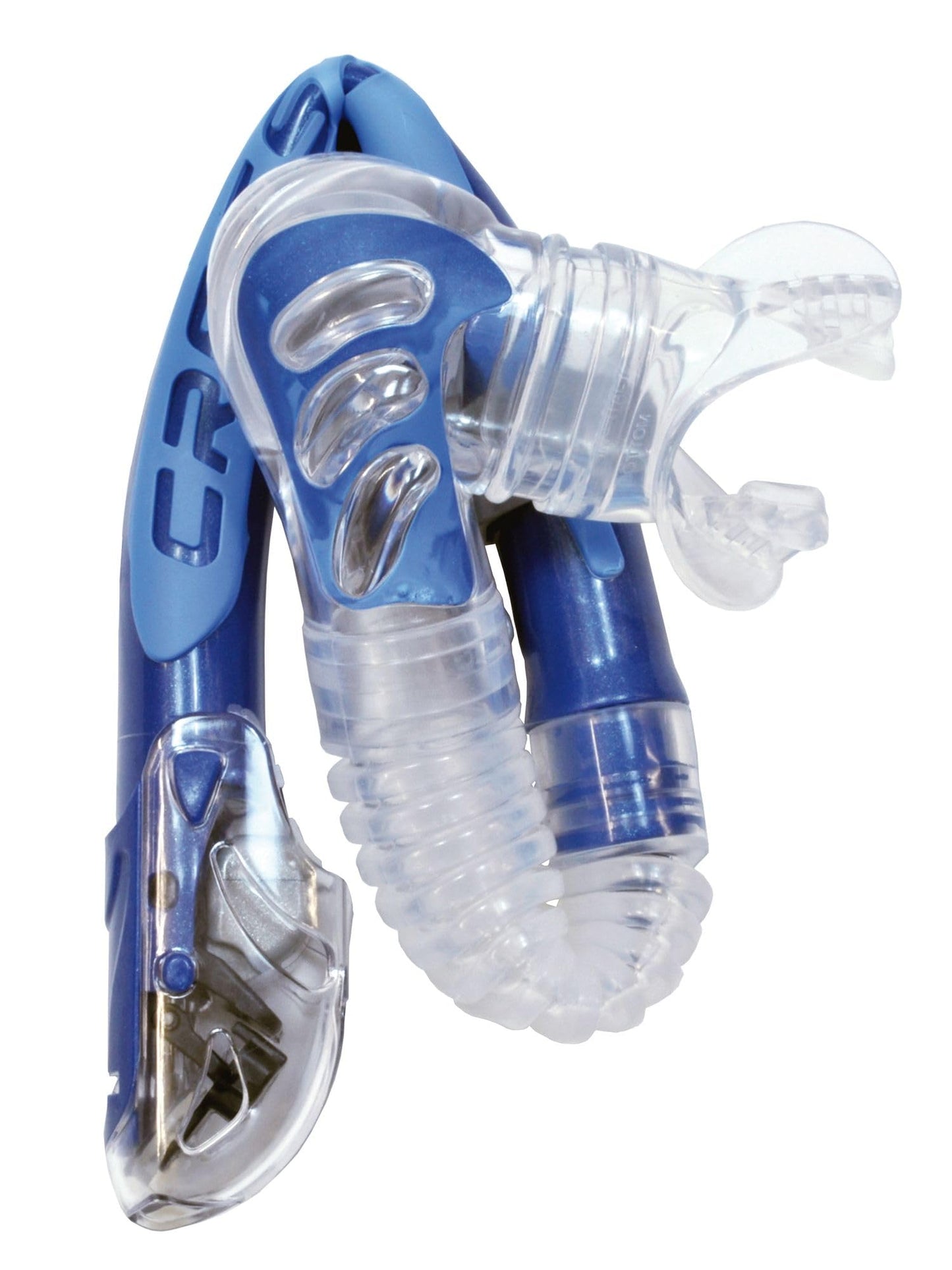 Cressi Alpha Ultra Dry Snorkel Transparent/Blue/Azure - Dry Snorkel for Diving Freediving and Snorkeling, Transparent/Blue/Azure, One Size Unisex - ES258020