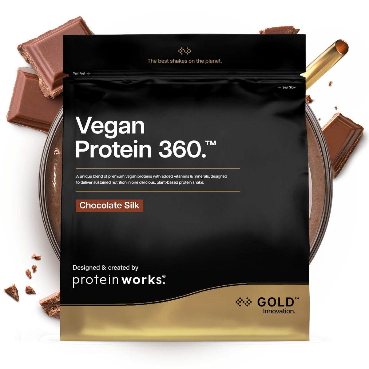 Protein Works | Vegan Protein 360 - Gold, Chocolate Silk, 2kg - POWVEGANCHO2KG