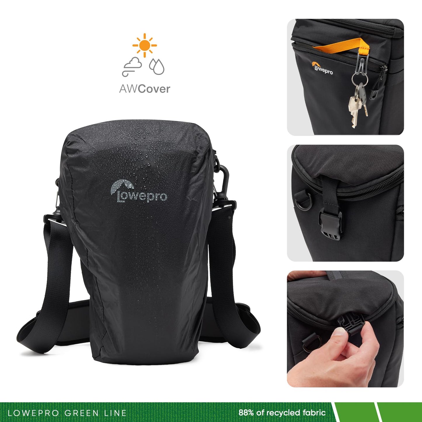 Lowepro ProTactic TLZ 70 Pro AW III toploader camera bag for mirrorless DSLR, volume 5 l, DIM: 30.5x14x16 cm, for cameras with attached lens, modular shoulder bag, for photographers/videographers - LP37495-PWW