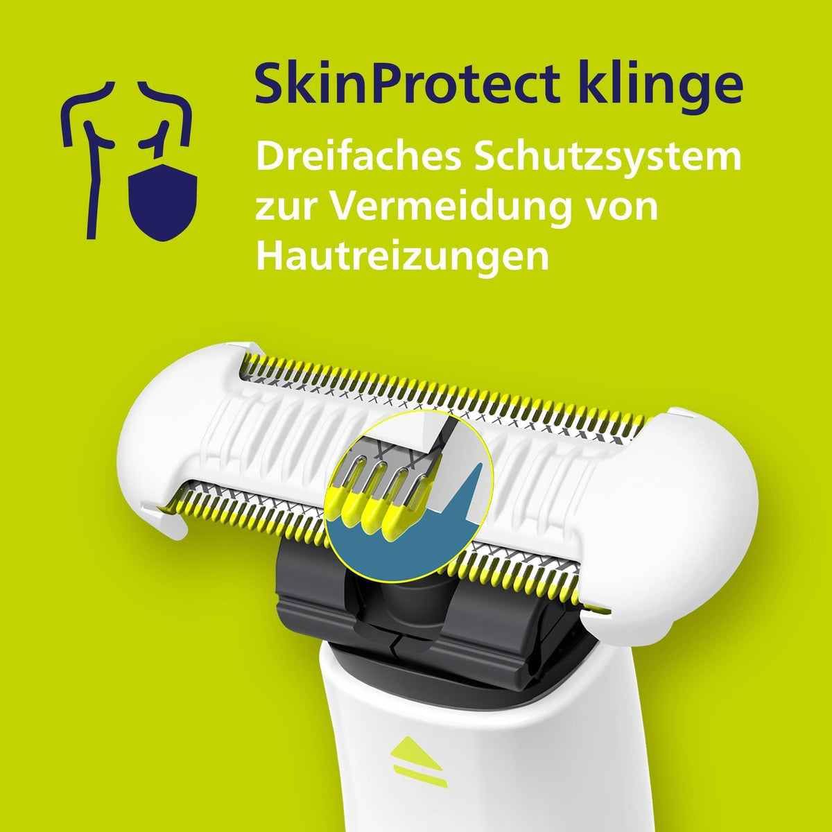 Philips OneBlade Intimate, pentru epilare intimă, tăiere și ras cu protecție suplimentară pentru piele, pentru o rasare temeinică și plăcută – fără a rade complet, model QP1924/30