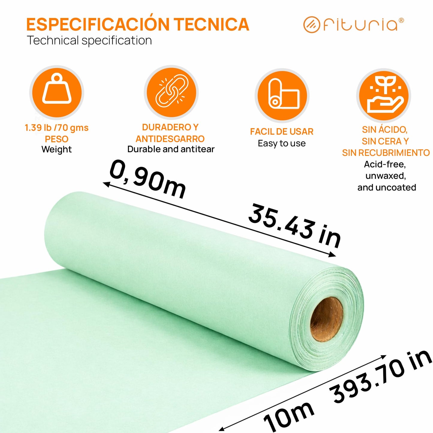 OFITURIA Kraft Paper Green Pastel - Roll 0.90 × 10 m - 3 Rolls - Wrapping Paper and Packaging Paper - Craft Paper for DIY, Decoration and Sewing Patterns - Tear-Resistant and Easy to Cut - COM620-parent2