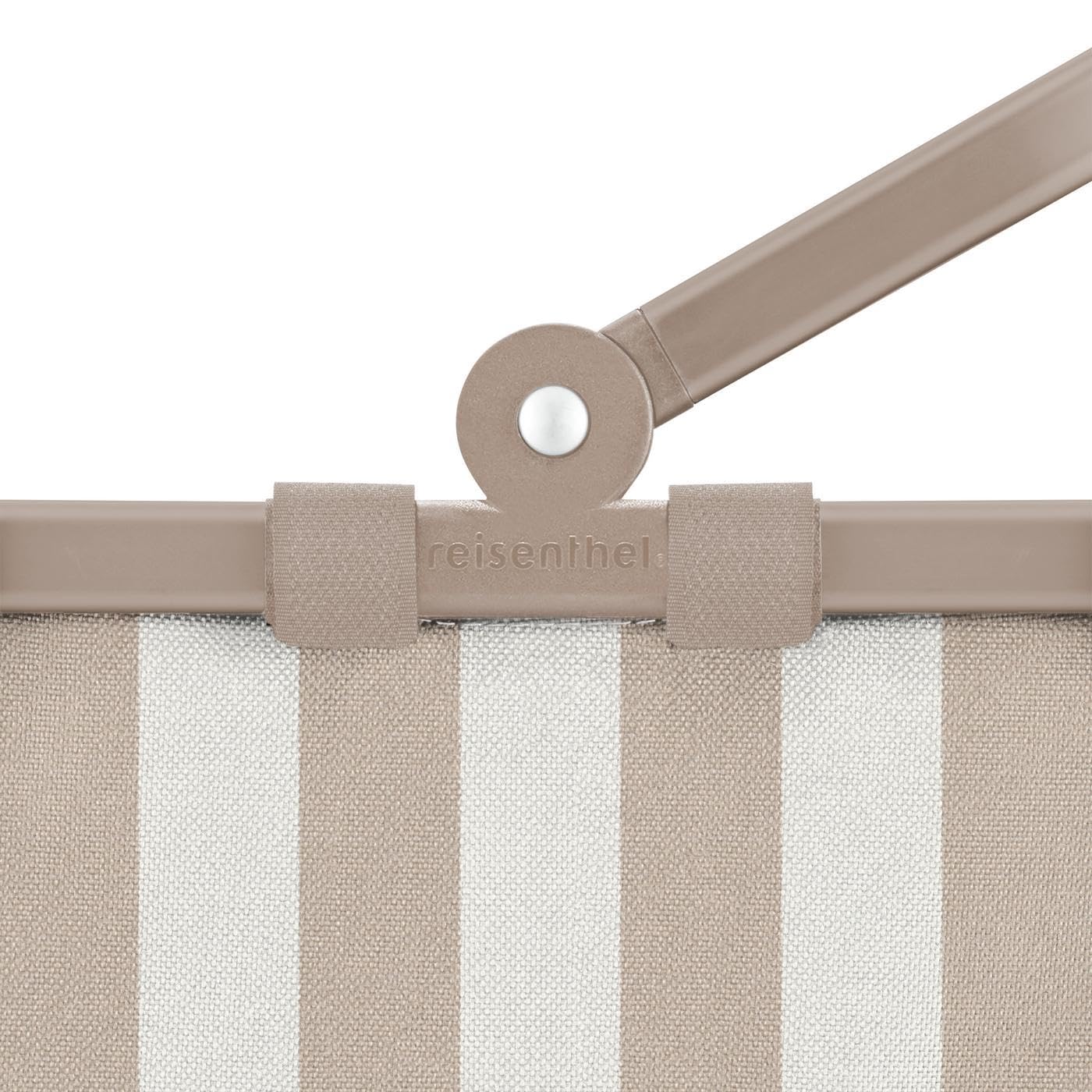 Reisenthel carrybag XS summerstripes coffee – Sturdy shopping basket with practical inner pocket – Elegant and water-repellent design - BN6056