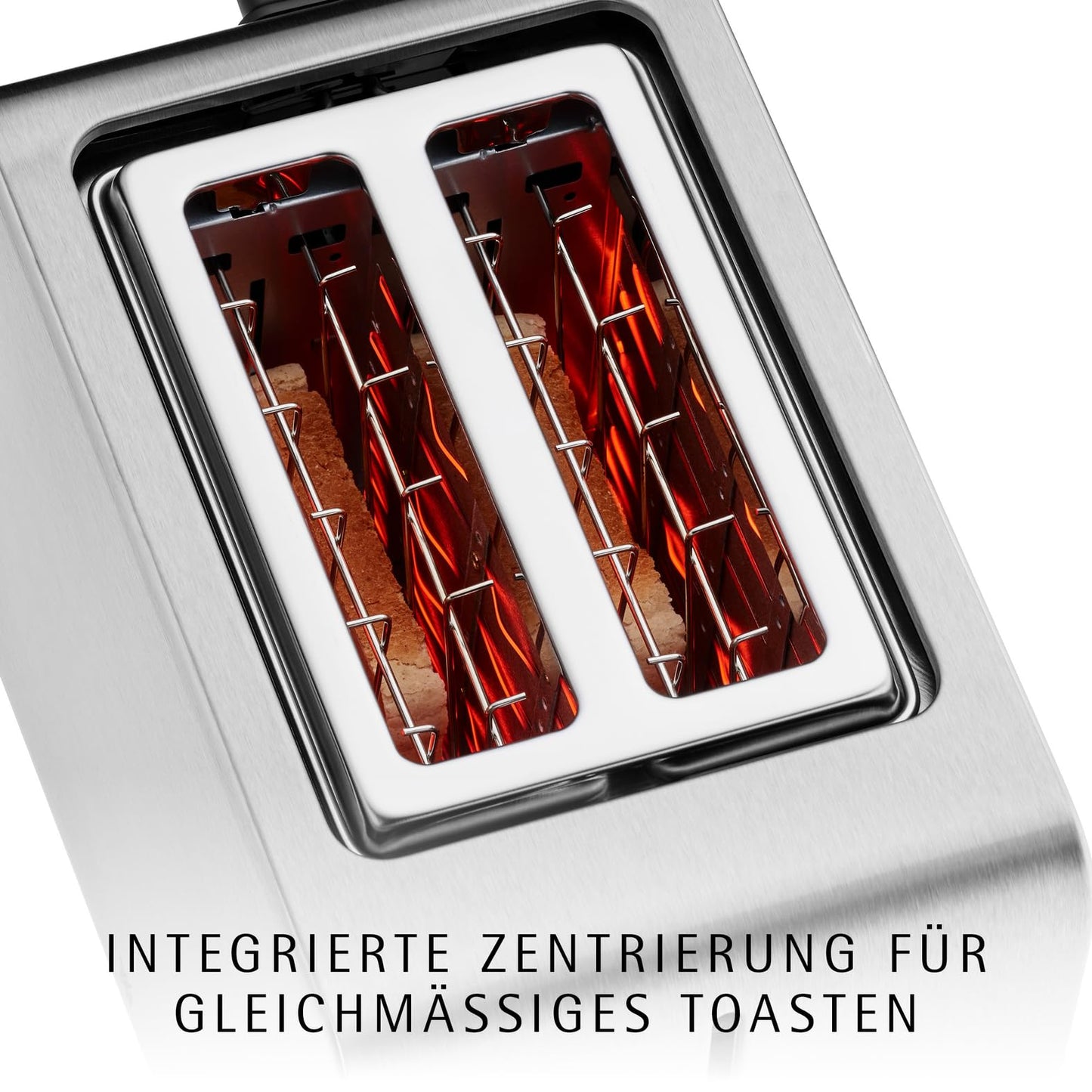 WMF Stelio toaster 2 slices stainless steel, double slot toaster with bread roll attachment, bagel function, 7 browning levels, 900 W, matt stainless steel - 0414210011