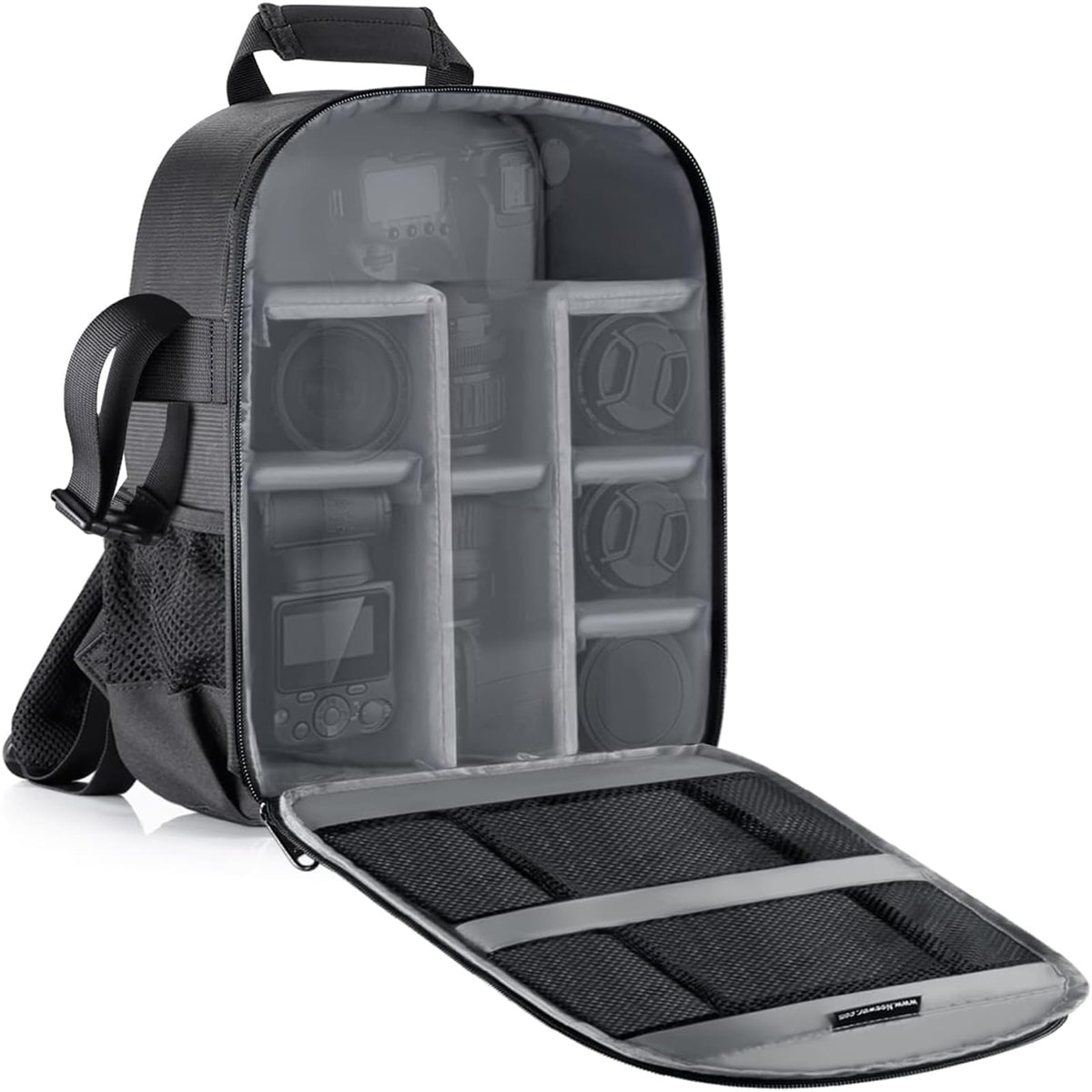 NEEWER Flexible Divider Camera Padded Backpack Bag 30x14x37 cm Shock-Insert Protection for SLR DSLR Mirrorless Cameras and Lenses, Flash, Wireless Trigger and Other Accessories (inside gray) - 66600217